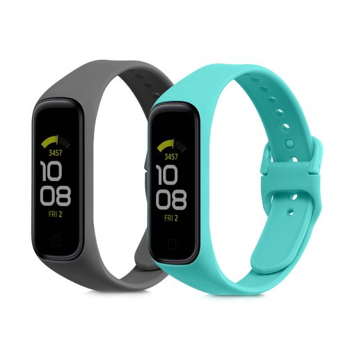 Zestaw 2 pasków kwmobile do Samsung Galaxy Fit 2, silikon, szary/zielony, 53962.13