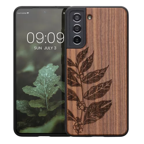 Etui kwmobile do Samsunga Galaxy S21 FE, Drewno, Brąz, 56172.05