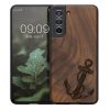 Etui kwmobile do Samsung Galaxy S21 FE, drewno, brązowy/czarny, 56172.04