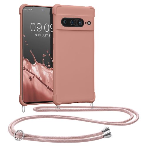 Etui Kwmobile ze smyczą do Google Pixel 7 Pro, różowe, silikonowe, 59967.154