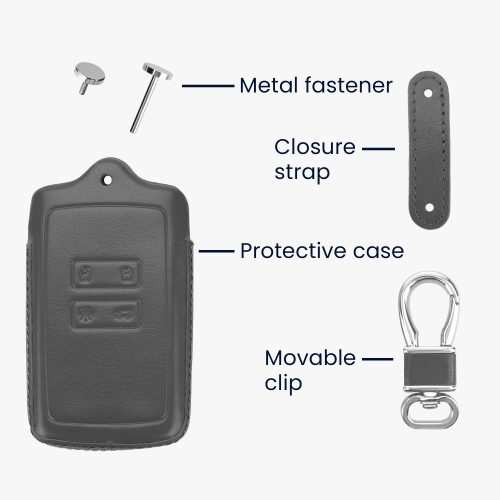 Etui na kluczyk samochodowy kwmobile do Renault/Dacia 4 przyciski - Keyless Go, skóra naturalna, szara, 54669.08