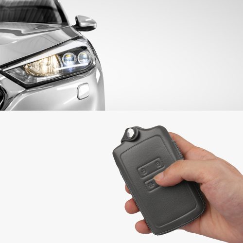 Etui na kluczyk samochodowy kwmobile do Renault/Dacia 4 przyciski - Keyless Go, skóra naturalna, szara, 54669.08