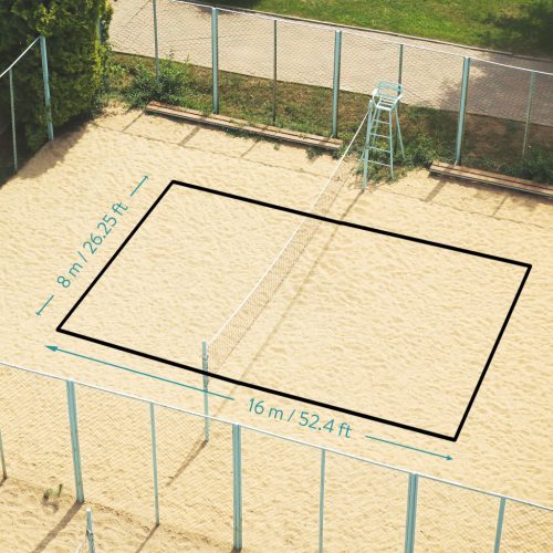 Set 2 Linii Volleyball Navaris, 16m si 8m, Nylon, pentru teren de volei, negru, 60456.01