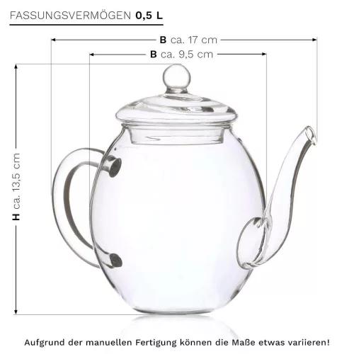 Zestaw kwitnącej herbaty Creano ErbluhTee, herbata czarna, szklany czajnik 500 ml, 6 kul