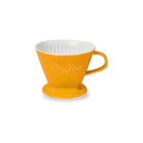   Filtru cafea Creano din portelan, marimea 4, pentru filtre 1x4, baza stabila, galben sofran