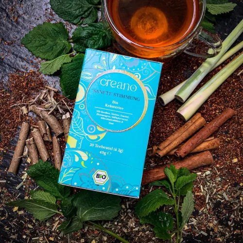 Herbata Bio Creano Spokojny Nastrój, rooibos i zioła, słodki smak, zestaw 20 torebek