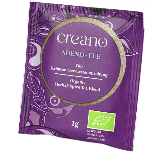 Herbata Bio Creano Evening Tea, 20 torebek, ziołowy aromat z cynamonem, bez kofeiny