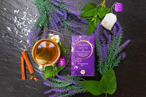 Herbata Bio Creano Evening Tea, 20 torebek, ziołowy aromat z cynamonem, bez kofeiny