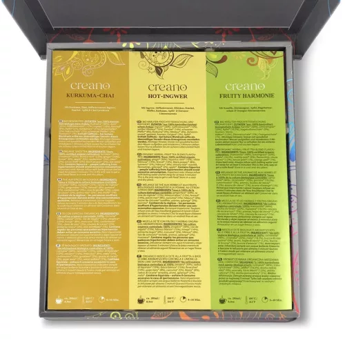 Zestaw prezentowy bio herbaty Creano Organic Herbal Tea, 27 saszetek, 9 rodzajów, zioła, owoce, przyprawy
