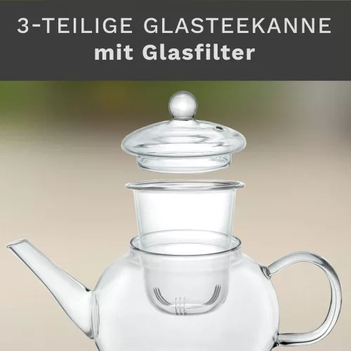 Ceainic din sticla Creano, 0,8 L, cu infuzor din sticla si capac, pentru ceai vrac