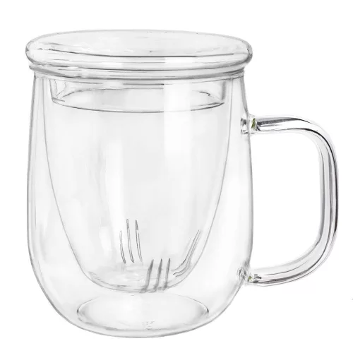 Cana pentru ceai Creano, 450 ml, sticla borosilicata, cu infuzor si capac din sticla