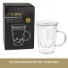 Cana pentru ceai Creano, 400 ml, sticla borosilicata, cu infuzor si capac din sticla