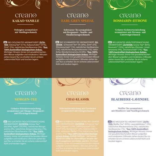 Zestaw prezentowy mieszanki herbat Creano Tea Blend Selection, 24 torebki z 6 odmianami, 48 g
