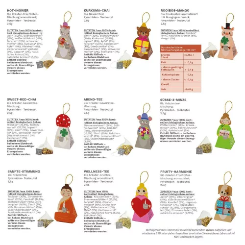 Zestaw prezentowy herbat ziołowych Creano Tea Lovers, 9 torebek piramidkowych w różnych kształtach, 22.5 g, bez kofeiny