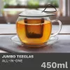 Cana pentru ceai Creano Jumbo, 450 ml, sticla borosilicata, cu maner
