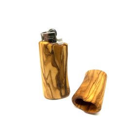   Etui na zapalniczkę z drewna oliwnego, kompatybilne z BIC J25, 7x3 cm