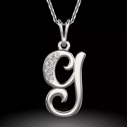 Srebrny naszyjnik z zawieszką w kształcie litery G