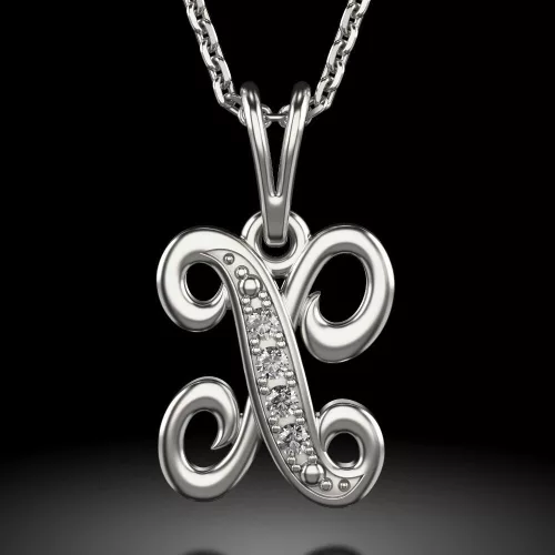 Srebrny naszyjnik z zawieszką z inicjałem X