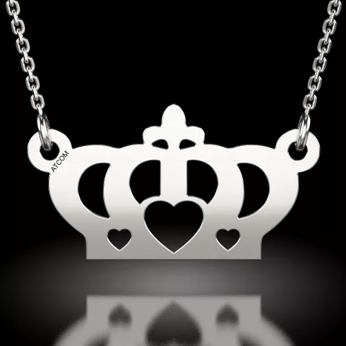 Łańcuszek ze srebrną zawieszką model Coronita z sercem