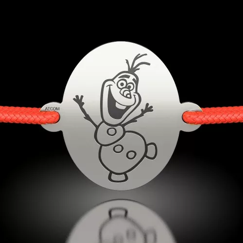 Srebrna bransoletka na sznurku model Olaf