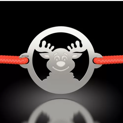 Srebrna bransoletka na sznurku model Renifer Nazdrava