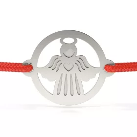   Srebrna bransoletka z czerwonym sznurkiem model Świąteczny Anioł