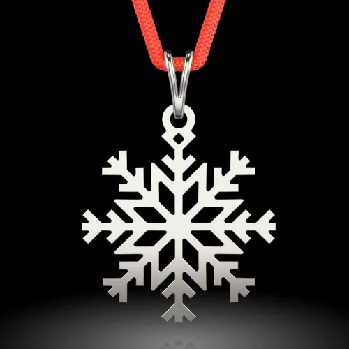 Srebrna zawieszka z czerwonym sznurkiem, model Snowflake