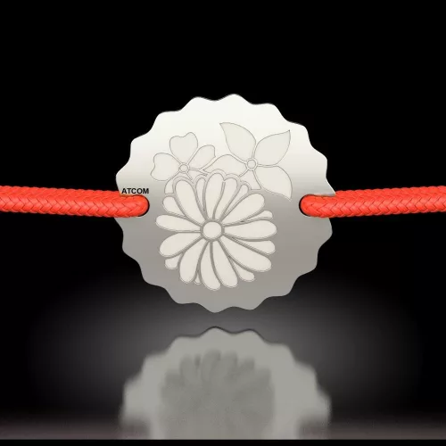 Srebrna bransoletka na sznurku, model Bukiet Kwiatów