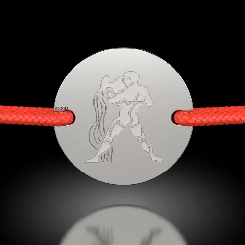 Srebrna bransoletka z czerwonym sznurkiem model1 Aquarius