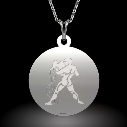 Łańcuszek ze srebrnym znakiem Wodnika