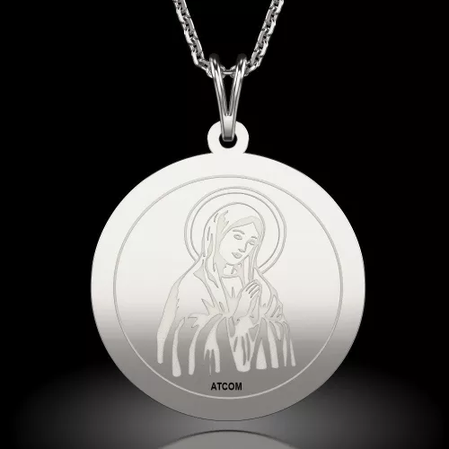 Srebrny łańcuszek z zawieszką, prawosławny Banut model 1