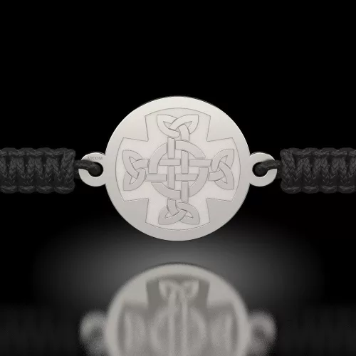 Bransoletka srebrna na sznurku model prawosławny 11