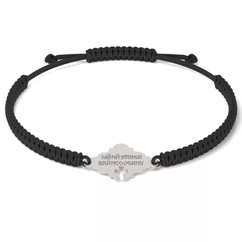 Bransoletka srebrna na sznurku model prawosławny 13