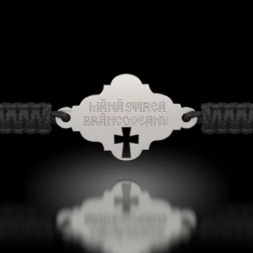 Bransoletka srebrna na sznurku model prawosławny 13