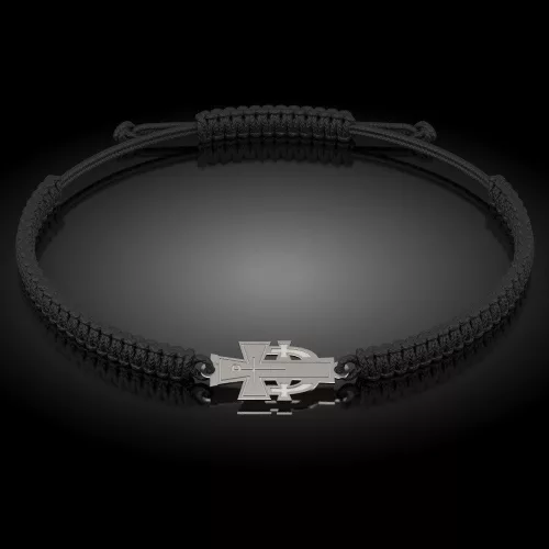 Bransoletka srebrna na sznurku model prawosławny 07