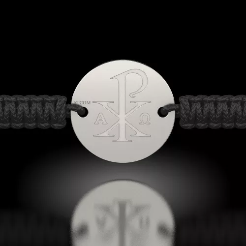 Bransoletka srebrna na sznurku model prawosławny 09