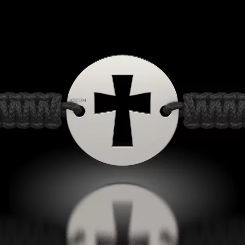 Bransoletka srebrna na sznurku model prawosławny 16