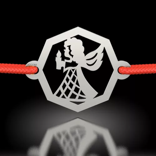 Srebrna bransoletka z czerwonym sznurkiem model Lumina divina