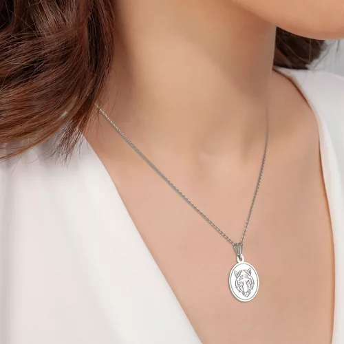 Srebrny łańcuszek z zawieszką model Tygrys