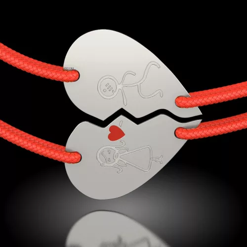 Srebrna bransoletka ze sznurkiem model Take my heart