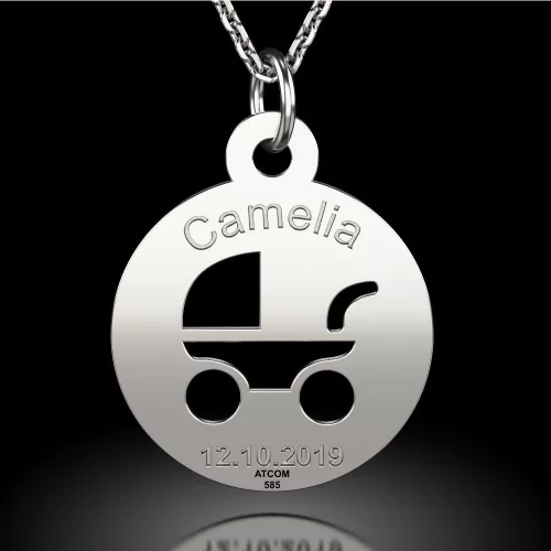 Srebrny łańcuszek wisiorek model Bambino