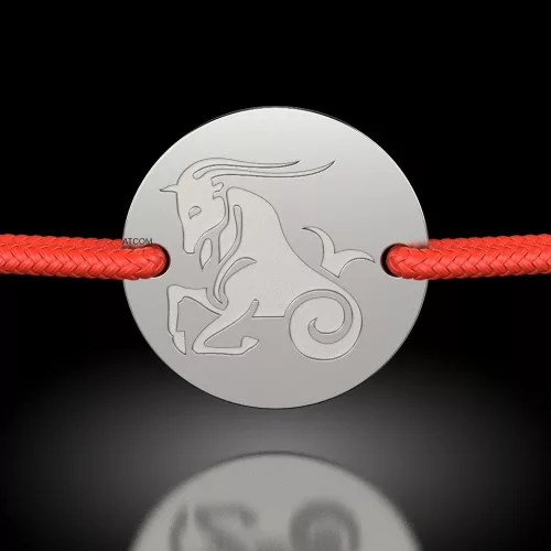 Srebrna bransoletka z czerwonym sznurkiem model Capricorn