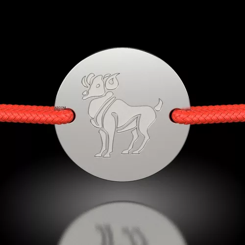 Srebrna bransoletka z czerwonym sznurkiem model1 Aries