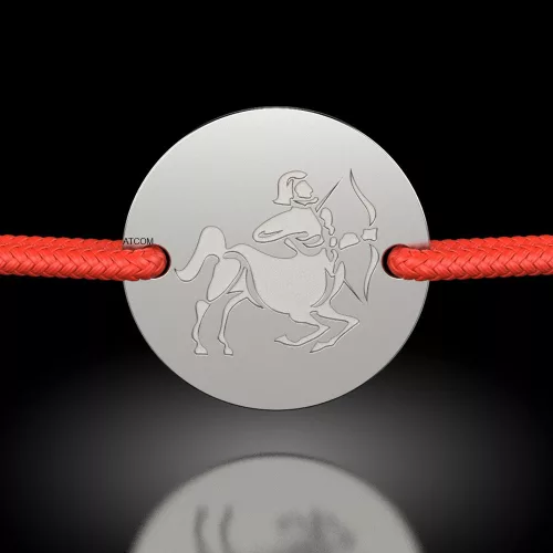 Srebrna bransoletka z czerwonym sznurkiem model Strzelec