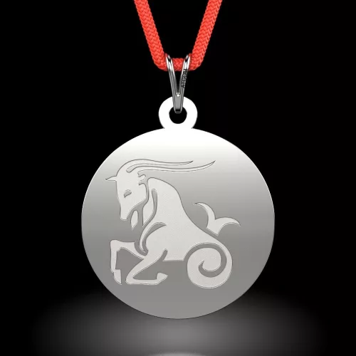 Srebrna zawieszka na sznurku model Koziorożec