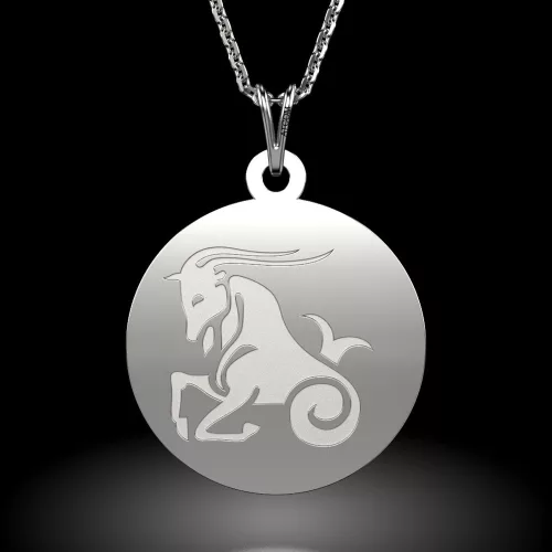 Srebrny łańcuszek z wisiorkiem w kształcie Koziorożca