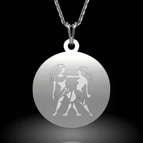 Srebrny łańcuszek z zawieszką model Gemini