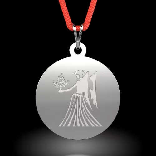 Srebrna zawieszka na sznurku model Panna