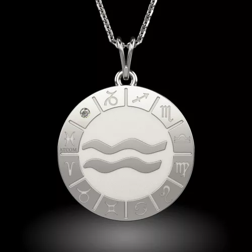 Srebrny łańcuszek z zawieszką model Aquarius