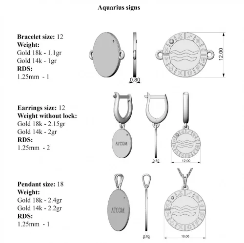 Srebrny łańcuszek z zawieszką model Aquarius